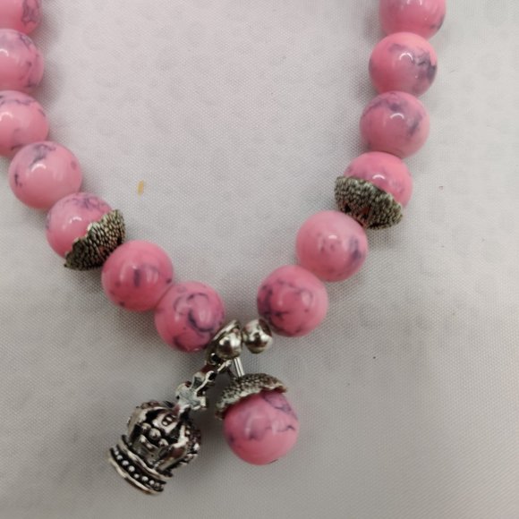 Pink Beaded Bracelet, Charm Bracelet, Fashion Jewelry - Picture 3 of 8